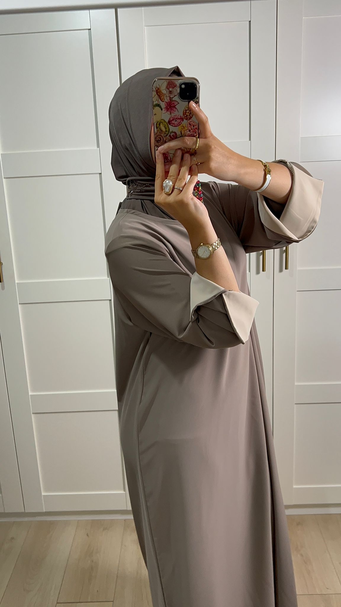 Abaya Taupe et Beige
